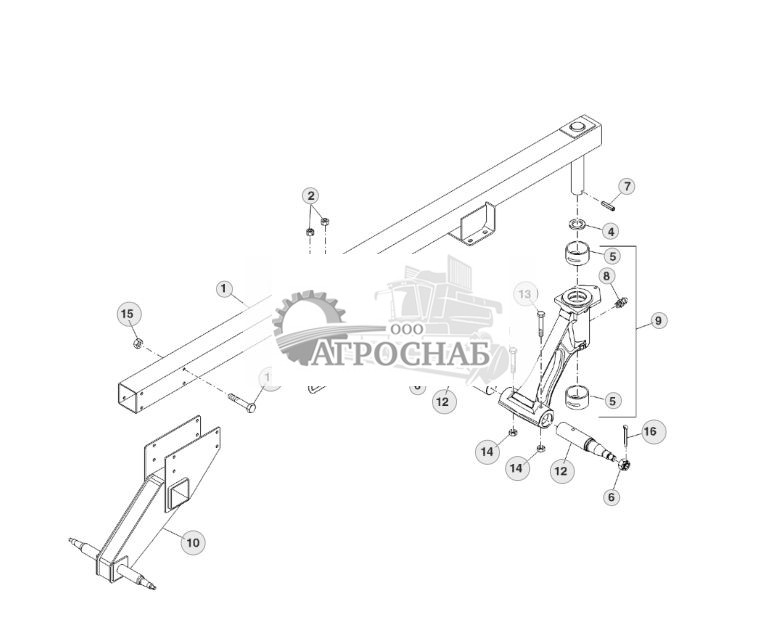 Опора самоустанавливающегося колеса рамы крыла с двухскатными колесами - ST518958 30.jpg